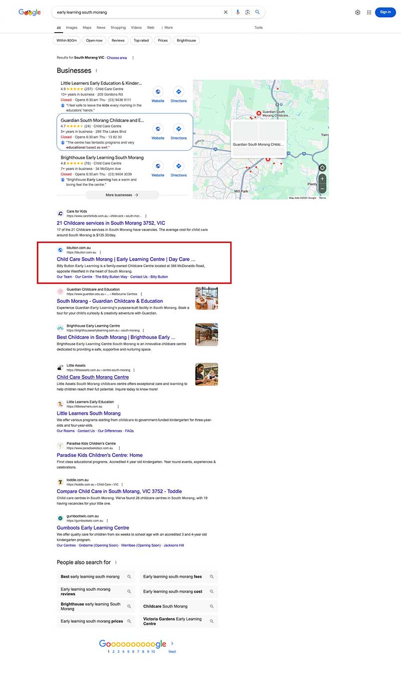 seo optimisation freelancer melbourne with child care centre experience